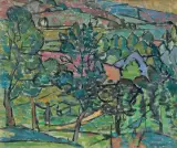 Adam Marczyński, PEJZAŻ Z ZABRZEŻY, 1951, olej, płótno