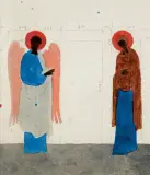 ZWIASTOWANIE, projekt polichromii by Jerzy Nowosielski, 1995, akwarela, ołówek, papier, sold Mar 2020