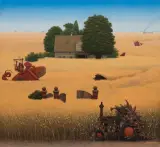 PRZYGODA NA WAKACJACH by Jacek Yerka, 1987, akryl, płótno, sold Mar 2020