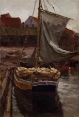 Ferdynand Ruszczyc, BARKA, 1897, olej, płótno naklejone na tekturę
