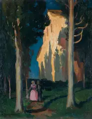 CYPRYSY. SAN MINIATO by Jan Stanisławski, 1903-1904, olej, płótno naklejone na tekturę, sold Mar 2020