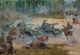 Jerzy Kossak, BITWA POD KUTNEM (Bitwa nad Bzurą), 1942, olej, płótno dublowane