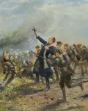 Leonard Wintorowski, BITWA WARSZAWSKA. KSIĄDZ IGNACY SKORUPKA, 1920, olej, płótno