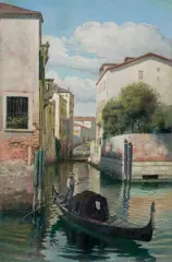 Stefan Popowski, KANAŁ W WENECJI, 1897, olej, płótno naklejone na sklejkę