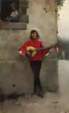 Władysław Wankie, SERENADA, ok. 1890, olej, deska mahoniowa