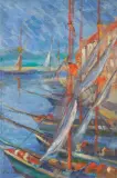 Józef Pankiewicz, WIDOK PORTU W SAINT-TROPEZ, 1909, olej, płótno