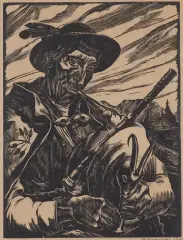 Stanisław Raczyński, GÓRAL Z KOBZĄ, 1940, drzeworyt, papier