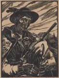 Stanisław Raczyński, GÓRAL Z KOBZĄ, 1940, drzeworyt, papier