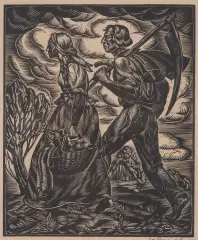 Stanisław Raczyński, PARA ŻNIWIARZY, 1937, drzeworyt, papier