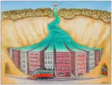 MIJANKA POD LIMPOPO by Jacek Yerka, 2019, kredki, ołówek, karton, sold Mar 2020