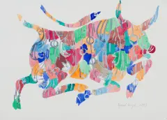 Ryszard Grzyb, PĘDZĄCY BAWÓŁ, 1993, akwarela, papier