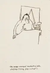 Szymon Tadeusz Kobyliński, RYSUNEK SATYRYCZNY, tusz pióro, papier kremowy