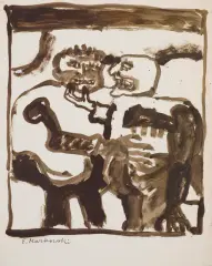 DWAJ MĘŻCZYŹNI by Eugeniusz Markowski, gwasz, papier, sold Jan 2020