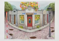 Jacek Yerka, CORNER SHOP, 2019, kredki, ołówek, papier