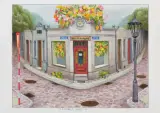 CORNER SHOP by Jacek Yerka, 2019, kredki, ołówek, papier, sold Jan 2020