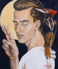 Kamil Niewiński, CZEKAJĄC NA SPOKÓJ, 2019, olej, deska
