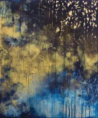 Magdalena Król, AKZG19, 2019, akryl, złoto płatkowe, płótno
