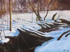 Konrad Hamada, PIERWSZY ŚNIEG, 2019, olej, płótno