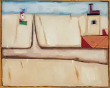 BIAŁY PEJZAŻ by Jerzy Nowosielski, 1958, olej, płótno, sold Dec 2019