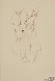 Tadeusz Kantor, DWIE POSTACI ZE SPEKTAKLU „KURKA WODNA“, 1969, tusz (sepia) pióro, papier kremowy