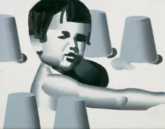 DZIECKO NA PLAŻY by Rafał Bujnowski, 2002, olej, płótno, sold Dec 2019