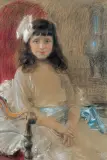 PORTRET DZIUNI LIPOŃSKIEJ by Teodor Axentowicz, pastel, papier, sold Dec 2019
