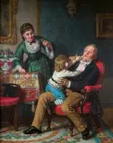Leopold Loeffler, SZKODA WĄSÓW, ok. 1871, olej, deska o sfazowanych krawędziach