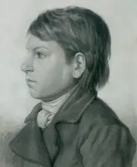 Artur Grottger, PORTRET CHŁOPCA, czarna kredka, papier