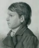 Artur Grottger, PORTRET CHŁOPCA, czarna kredka, papier