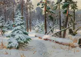 Las zimą by Michał Gorstkin-Wywiórski, olej, płótno, sold Dec 2019