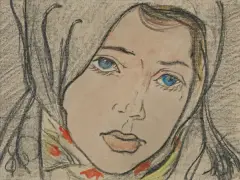 Stanisław Wyspiański, HALKA. PORTRET DZIEWCZYNY W CHUSTCE, ok, 1900, pastel, akwarela, papier