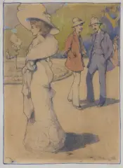 Kajetan Stefanowicz, W PARKU, 1910, akwarela, ołówek, karton