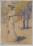Kajetan Stefanowicz, W PARKU, 1910, akwarela, ołówek, karton