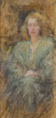 Olga Boznańska, PORTRET LEKARKI DR JANINY ROMANOWEJ, 1933, olej, tektura