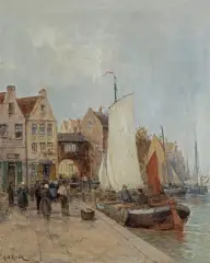 Karl Theodor Wagner, W ROTTERDAMIE, olej, płótno