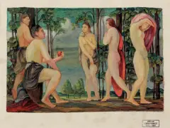 Zdzisław Cyankiewicz, SĄD PARYSA, początek lat 40. XX w., akwarela, gwasz, papier