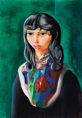 Moïse Kisling, Dziewczyna w kwiecistym szalu, 1939, olej, płótno