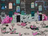 Michał Cygan, Graffiti, 2019, akryl, olej, płótno