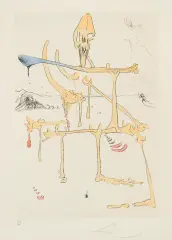QUEVEDOS VISIONER by Salvador Dalí, 1975, sucha igła, szablon, papier, sold Nov 2019