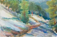 LAS ZIMĄ by Sergiusz Grudkowski, akwarela, papier żeberkowy z filigranem, offered Nov 2019