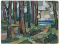 LAS by Fryderyk Antoni Hayder, 1972, gwasz, tektura, sold Nov 2019