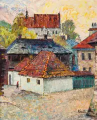 Franciszek Kmita, MAŁY RYNEK W KAZIMIERZU, 1984, olej, płótno
