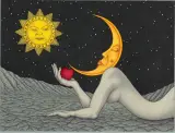 Grzegorz Kochaniec, CIAŁA ASTRALNE, 2018, długopis, promarkery, czarny marker