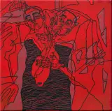 Sylwia Brzyszczyk, BLACK DRESS, 2019, sgraffito, płótno