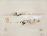 Tadeusz Kantor, LUDZIE WYJEDZENI PRZEZ PIASEK, 1967, tusz, pastel, gwasz, papier naklejony na tekturę