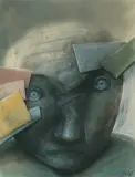 Stasys Eidrigevičius, GŁOWA, lata 90. XX w., pastel, papier