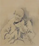 Jacek Malczewski, SKRZYPEK, 1882, tusz lawowany, papier żeberkowy z filigranem
