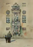Stanisław Tondos, PRZED KAPLICZKĄ, akwarela, gwasz, ołówek, karton
