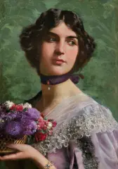 Władysław Czachórski, DZIEWCZYNA Z KWIATAMI, po 1897, olej, płótno