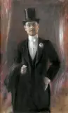 PORTRET MĘSKI by Teodor Axentowicz, pastel, płótno flokowane, offered Oct 2019